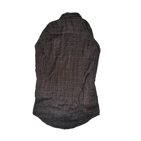 Dark Seas Flannel Shirt Men's Size XS Brown Red Plaid Flecked L/S Button Front - Picture 4 of 6